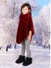 Kids Plush Poncho w/ Faux Fur Neckline (3-7 Years)